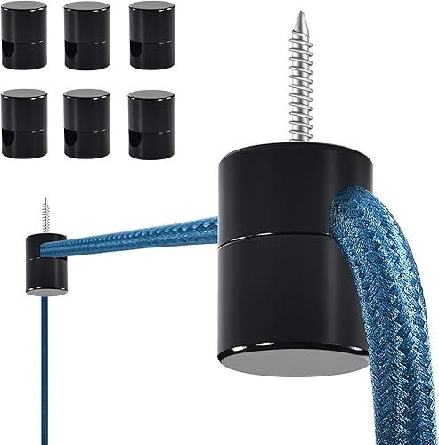 Paquete de 6 ganchos de techo de aluminio resistentes para luces colgantes, ganchos para techo, gancho negro para lámpara súper carga, gancho