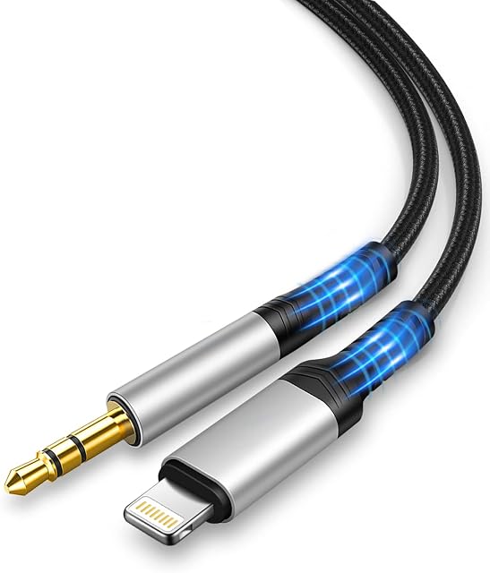 Apple Aux Cable for iPhone in Car [Apple MFi Certified] Lightning to 3.5mm Jack Cable Aux Cord Compatible with iPhone 13/13 Pro/SE/12/12 Pro/11/11Pro/X/XS/XR/8/7 for Car Stereo,Speaker, Headphone -1M