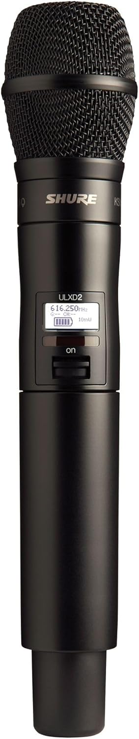Shure ULXD2/KSM9 Handheld Transmitter with KSM9 Black Vocal Mic Capsule – for use with ULX-D Digital Wireless Microphone Systems, Receiver Sold Separately | J50A Band (ULXD2/KSM9=-J50A)