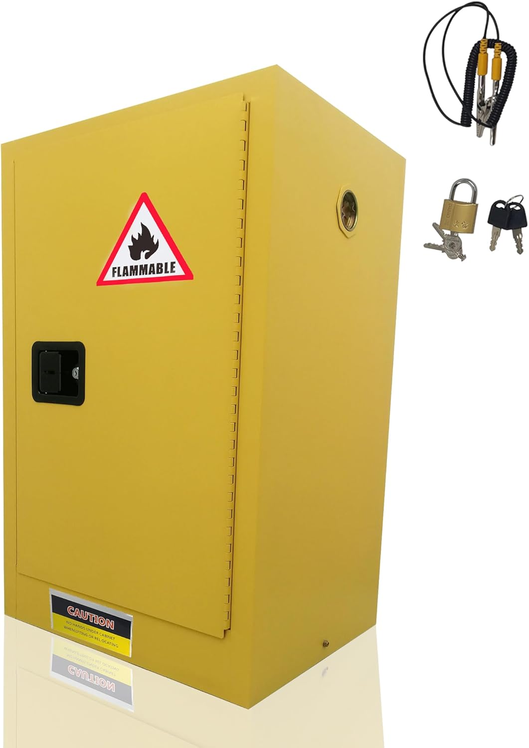 INTSUPERMAI Flammable Cabinet, 23.23'' L ×18.11'' W×35.04'' H, Yellow, Single Door, Adjustable Shelf, 12 Gal Steel Flammable Safety Cabinet for Flammable Chemical Storage