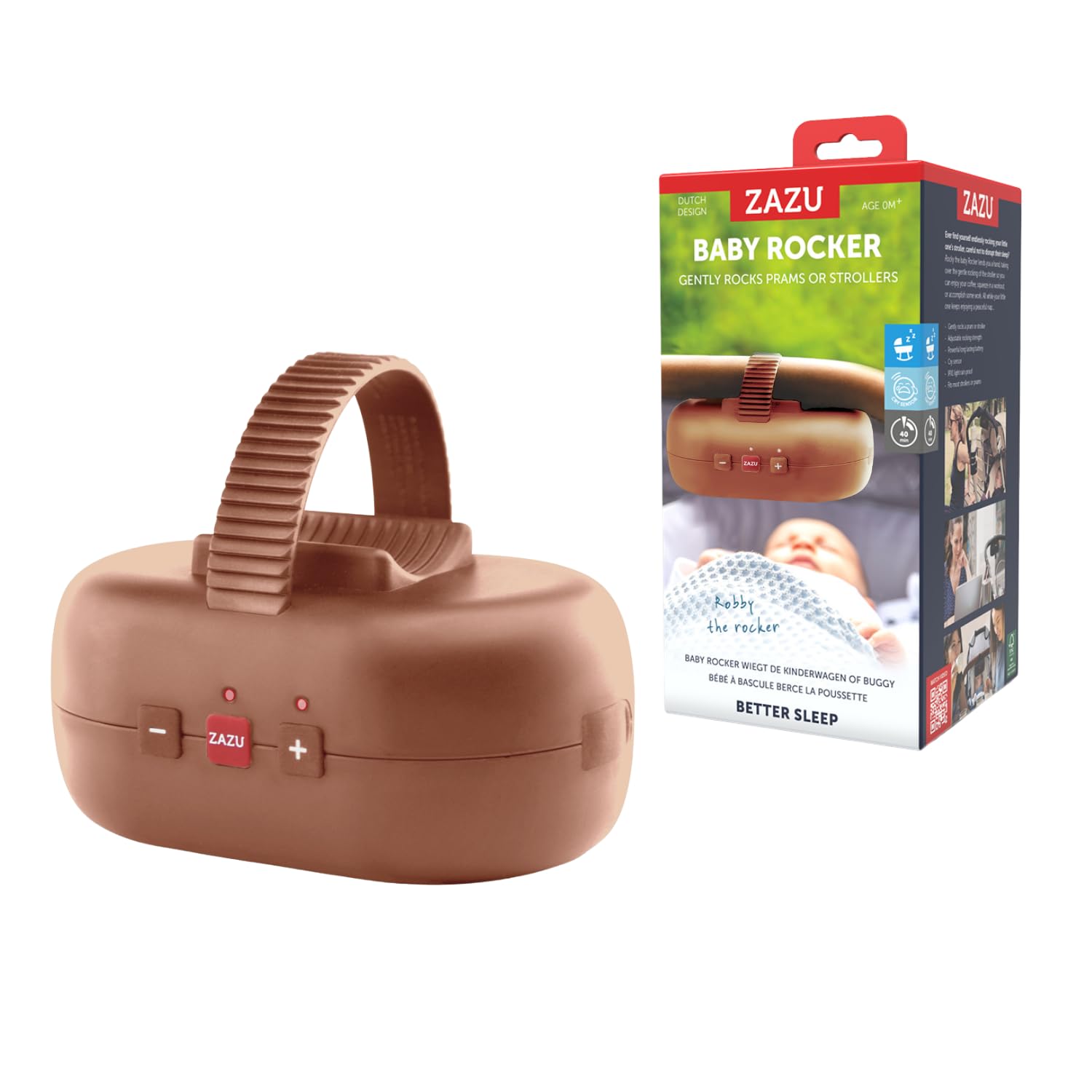 Automatische Babywip Zazu Baby Rocker Brown | Van Asten Babysuperstore