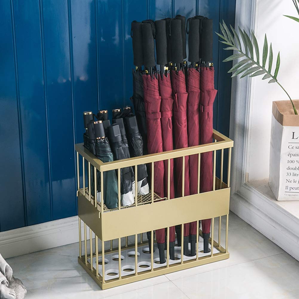 Porte-parapluies doré élégant en métal design chic pour entrée de bureau haut de gamme