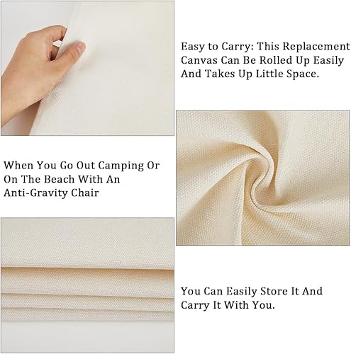 Miniatura 5 de GORGECRAFT 2 sillas de lona de repuesto para playa, color blanco, para exteriores, plegables, de tela, de 47.2 x 16.9 in, silla reclinable para