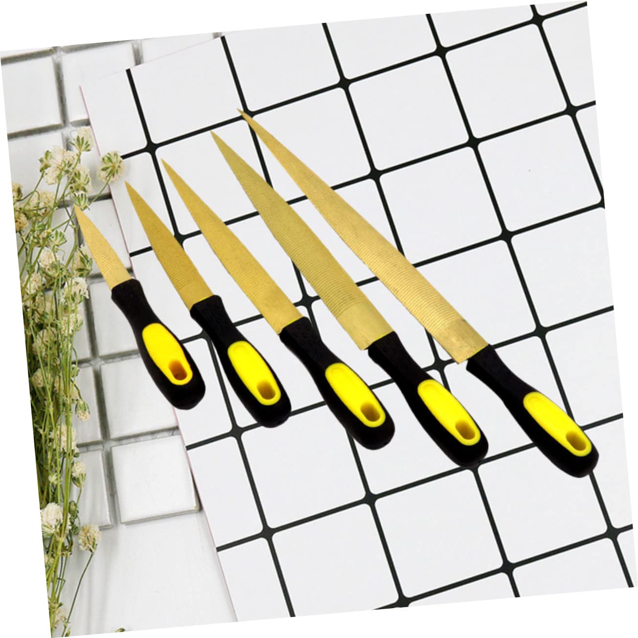 Limas de Acero al Carbono para Tallar Madera, Juego de 5 Piezas | Escofina de Carpintería, Mango Ergonómico, para Desbastar, Biselar y Quitar Rebabas