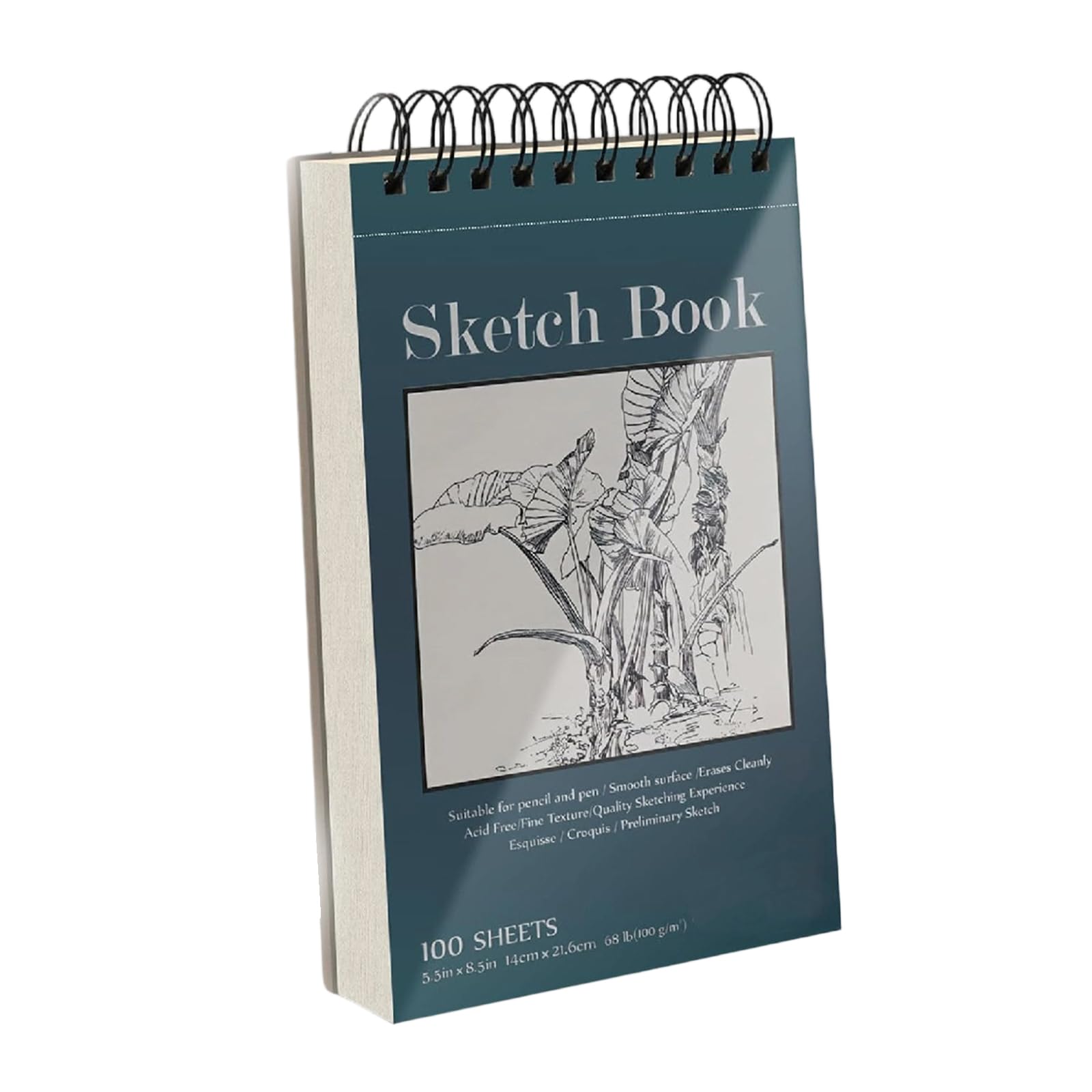 Artist Sketch Book 100 Sheets 68lb / 100gsm Twin Coil Binding Drawing Pad Hardcover Sketching Pad for Sketching Drawing Hardcover Book
