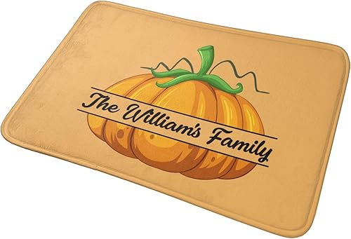 Miniatura 8 de Tapete personalizado de calabaza  Tapete con nombre personalizado, tapete de calabaza naranja para puerta delantera, hogar, cocina, decoración de