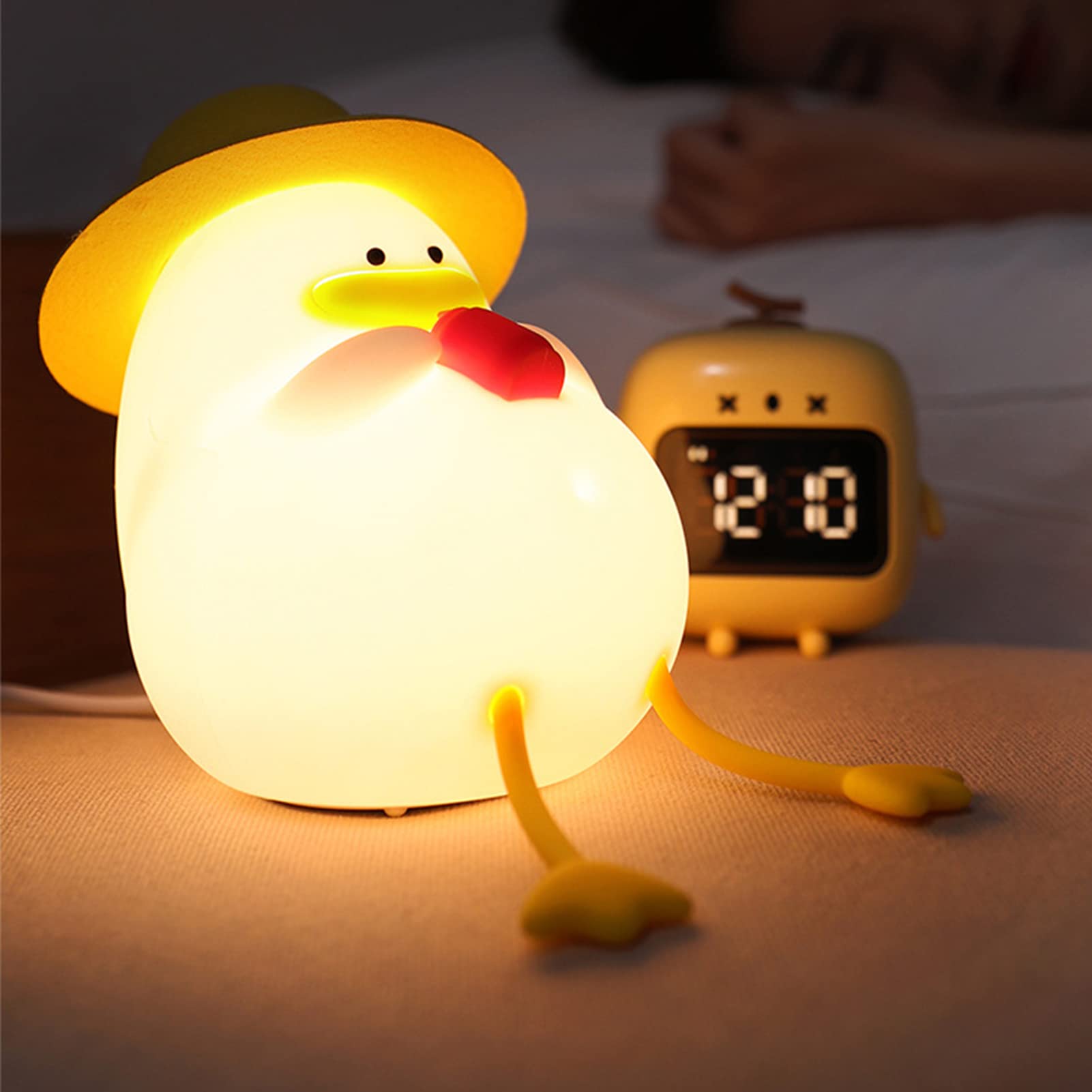 Cute Duck Night Light,Rechargeable Silicone Night Light and Soft Silicone Sleep Light,Touch Sensor Nightlights,Multicolor Night Light Gift for Kids Room Decor Lamps Lighting (Vacation)