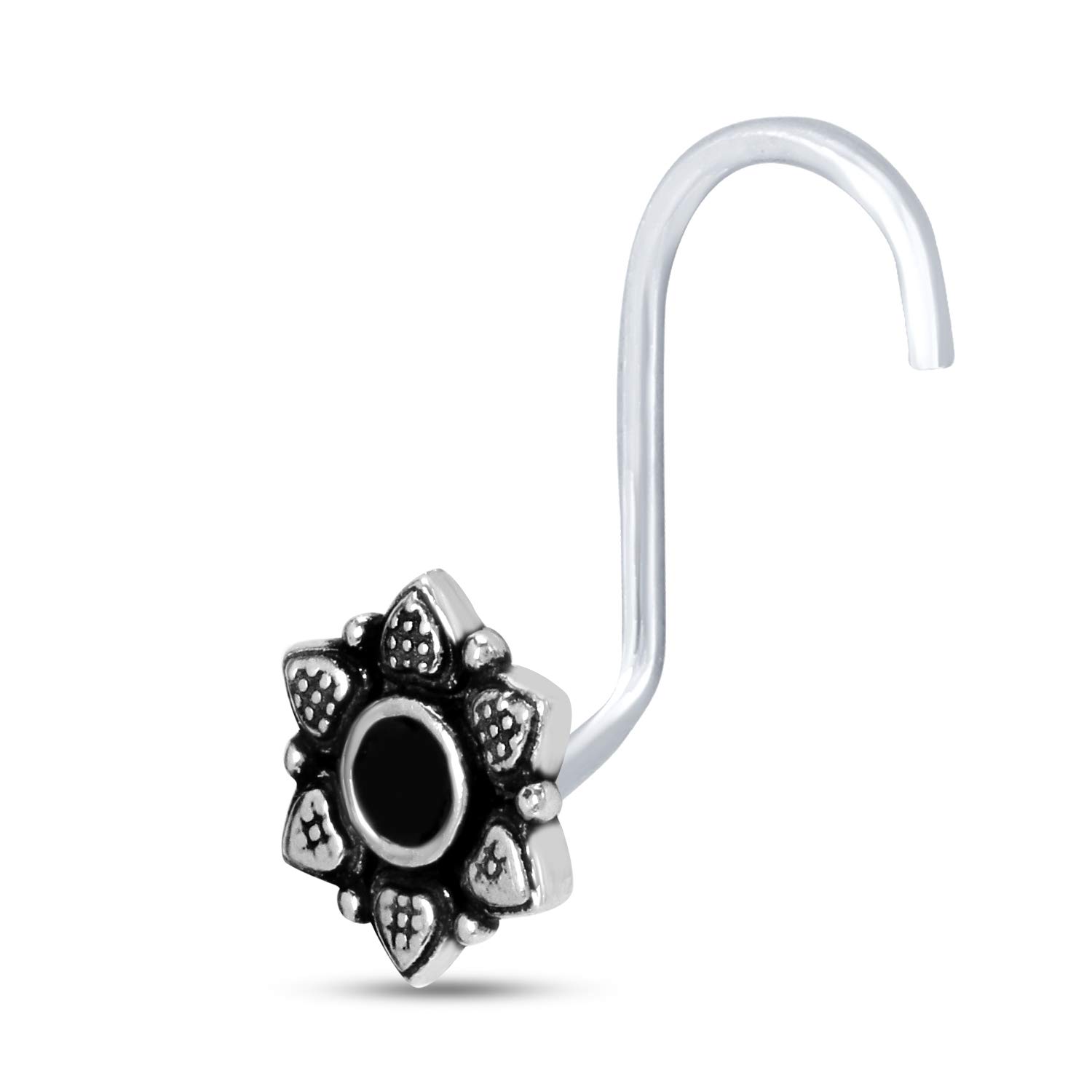 NEMICHAND JEWELS Trendy 925 Sterling Silver Flower oxidized Nose Rings/Nose pins for women (B08XW2T31X) Amazon Price History, Amazon Price Tracker