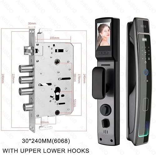 Miniatura 2 de Cerradura magnética de cerrojo de cerrojo magnético de reconocimiento facial Smartlock para puerta huella digital cerradura inteligente (gancho 30)