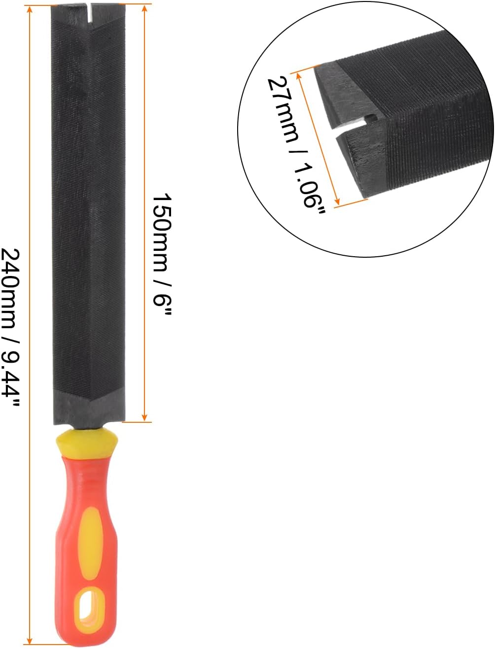 HARFINGTON 2pcs Feather Shaped Taper Files 6" T12 Bearing Steel 240x27mm Length Cut Hand Rasp File with Plastic Handle for Deburring and Removing Material