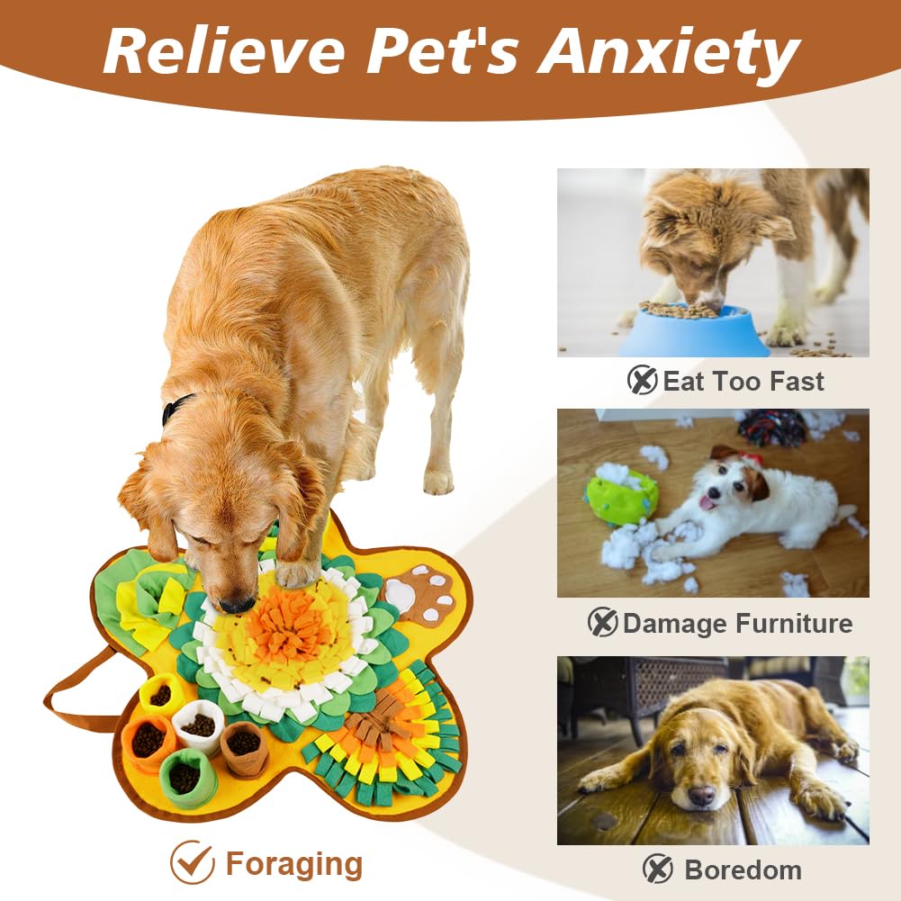 OSDUE Tappeto Olfattivo Cane, 60cm Foraggiamento Tappeto per Cani Addestramento Foraggiamento di Animali Lavabile Antiscivolo Tappetino Puzzle di Snuffle Giocattolo per Cani Attivazione Mentale Cane A