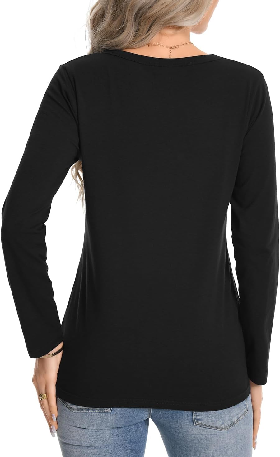 Womens Long Sleeve Shirts Crew Neck Basic Tee Trendy Cotton Tops Athletic Yoga Workout T Shirts - Image 3