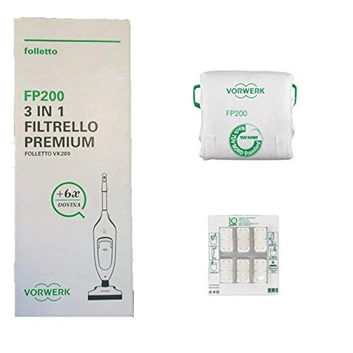 Vorwerk FP200 Folletto, 6 sacchetti e 6 profumi originali