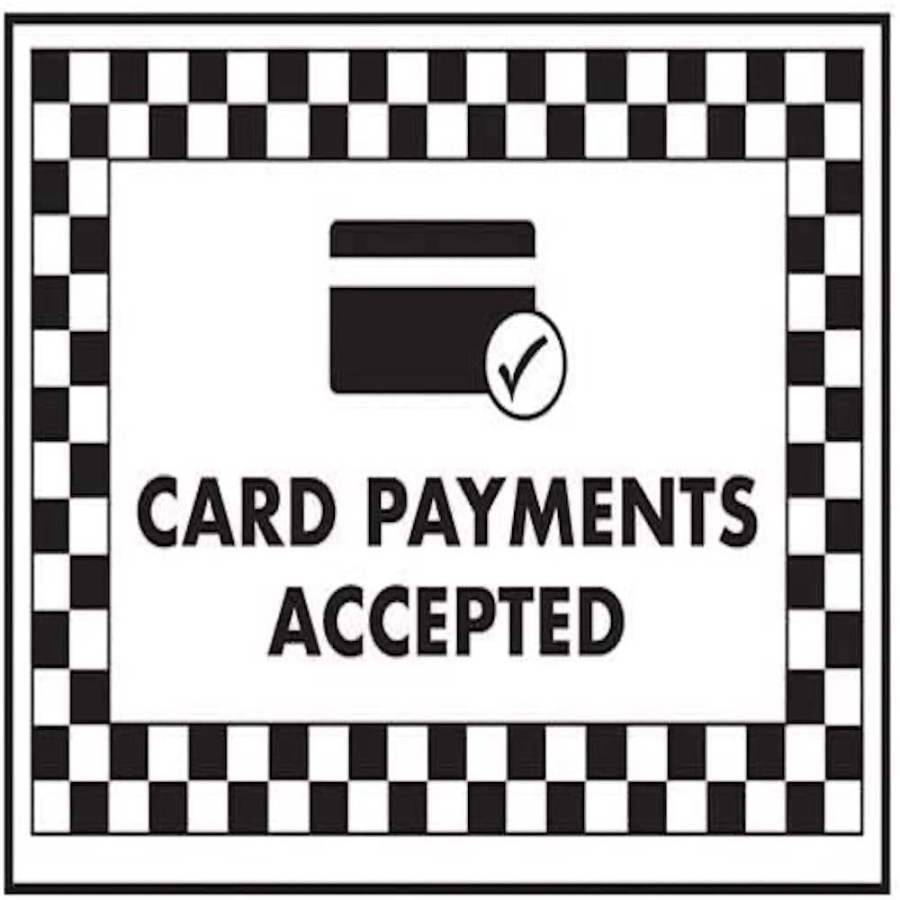 Vsafety Black V Safety Card Payments Accepted/Card Symbol Sign - 200Mm X 150Mm - Self Adhesive