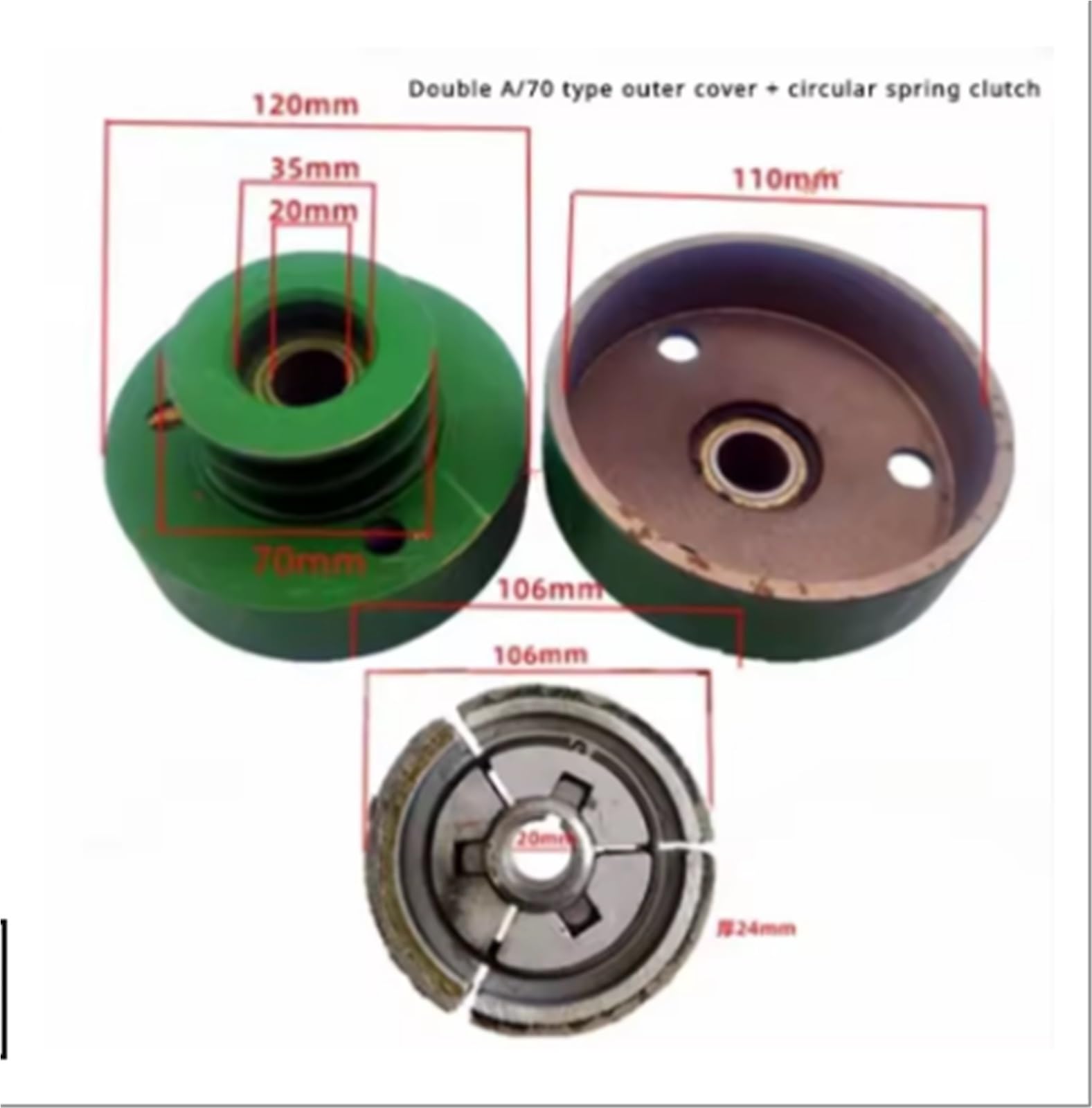 Sets para embrague para coche Compatible con motor de gasolina 170F, motor diésel, embrague centrífugo automático, embrague de eje 168F20, polea de timón. Guia Embrague(4)