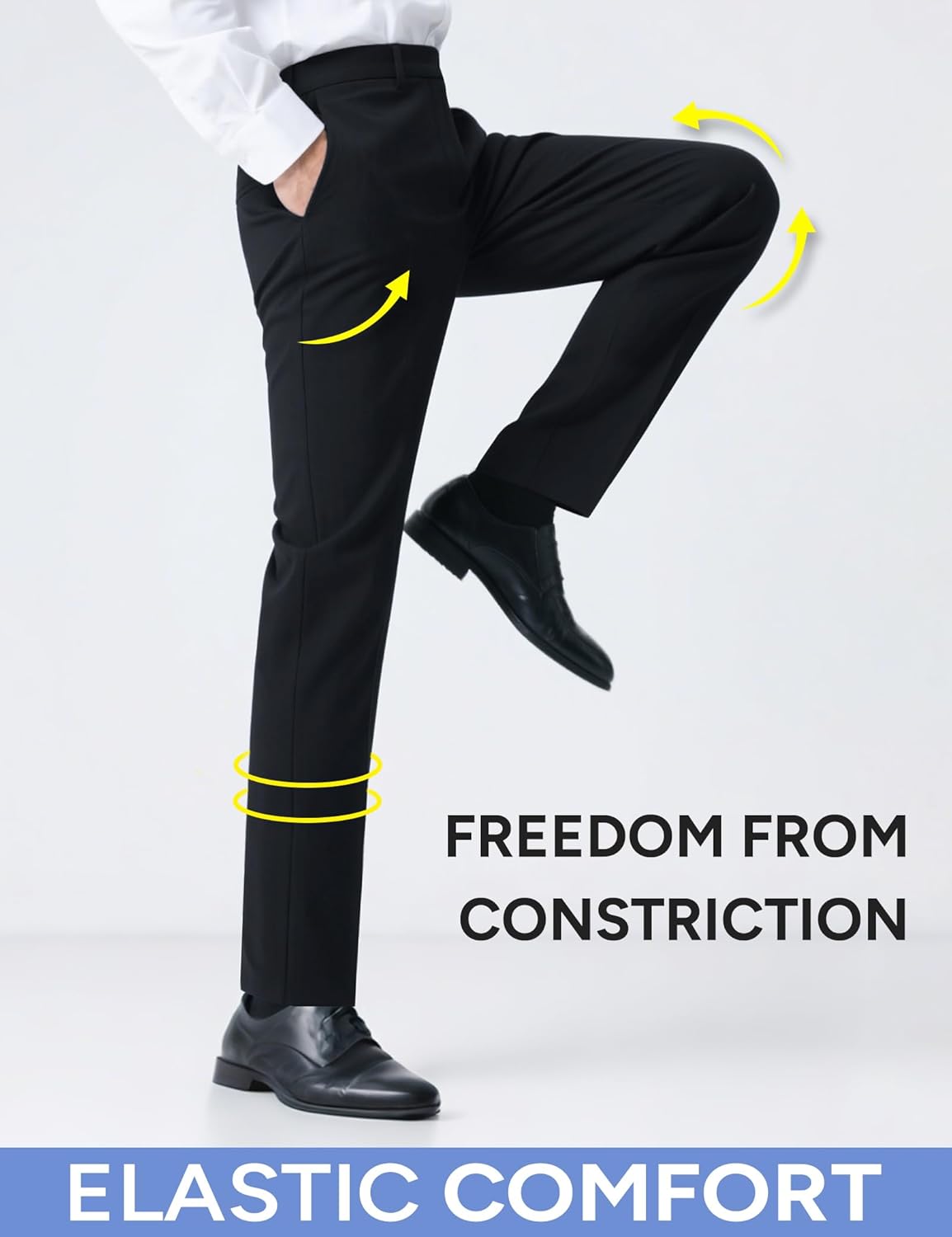 Mens Stretch Suit Slim Fit 3-Piece, 2 Buttons Jacket Vest Adjustable Waist Pants - Image 3