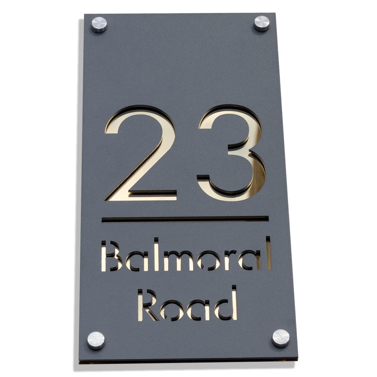304 Stainless Steel Modern House Number for Outside, Custom Address Sign,Address Plaque For House (Number Color：Gold mirror)