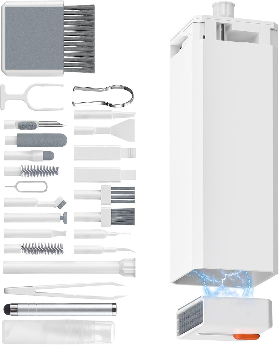 32-in-1 Keyboard Cleaning Kit iPhone Charging Port Speaker Cleaner | Multifunction Clean Tools for Airpods iPad MacBook Keyboard Earbuds Camera Computer Laptop Screen Electronics (White)
