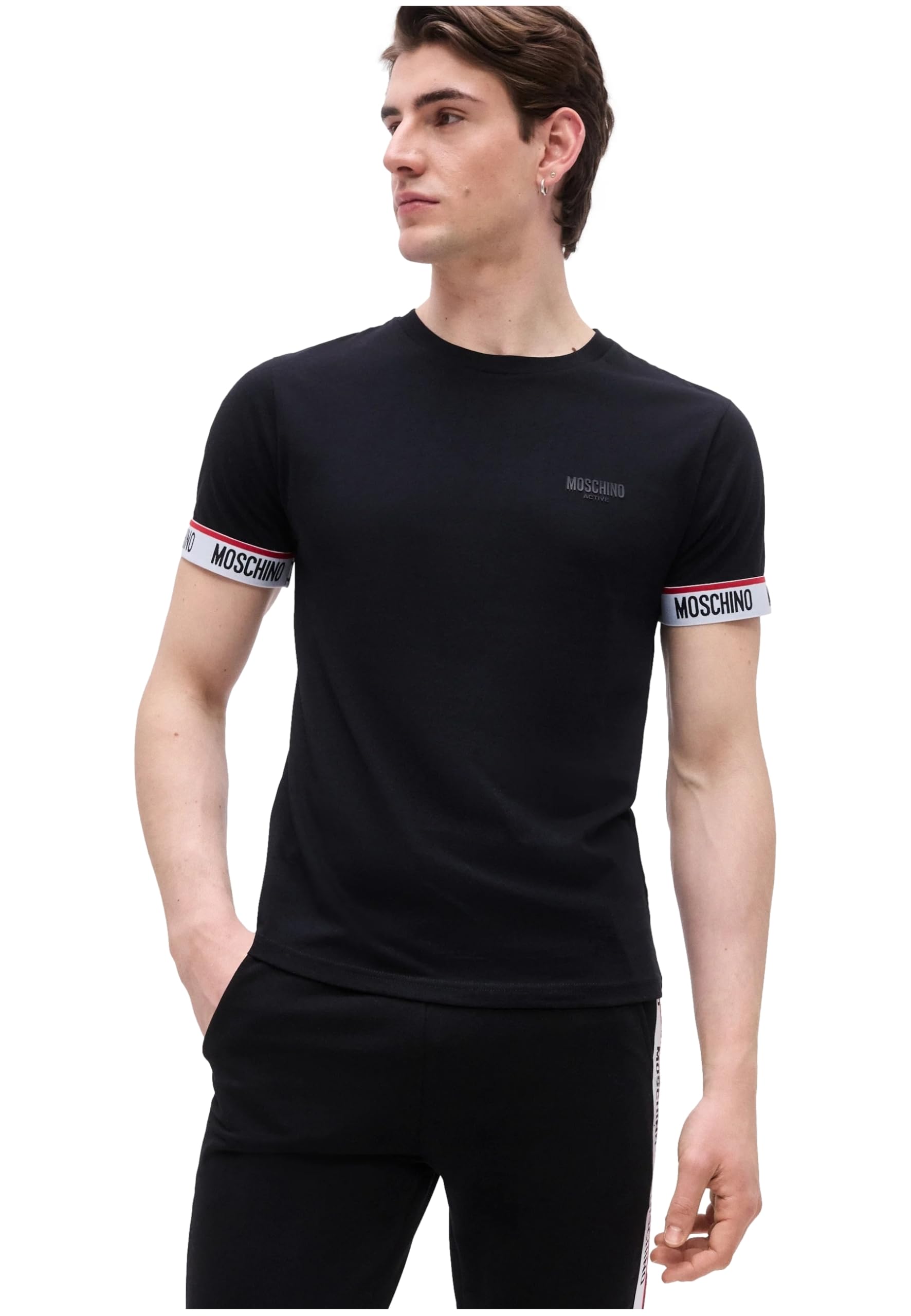 Moschino Camiseta Cinta Elástica con Logotipo en la Manga