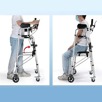 Walkers for Seniors, Multi-functional Trolley, Walking aid for Stroke and Hemiplegia Rehabilitation, for Disabled Injured Rehabilitation Training (Size : Handbrake)