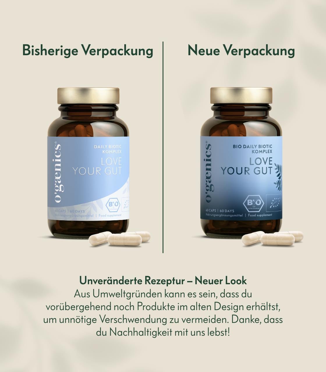 Ogaenics Love Your Gut Darmbakterien Komplex: 21 Stämmen + Inavea™ Bio-Akazienfaser, u.a. Lactobacillus & Bifidobakterien, 20 Mrd. KbE/Kapsel, vegan, bio, laborgeprüft, produziert in DE, 60 Kapseln