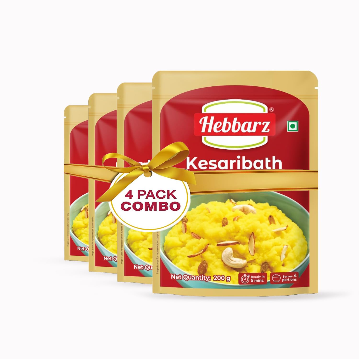Hebbarz Instant Kesaribath Mix 800g (Pack of 4, 200g each) | Sheera Mix | Rava Kesari | Kesari | Sajjige | Sooji Halwa Mix | Semolina Pudding (B0D9SJN6ZV) Amazon Price History, Amazon Price Tracker