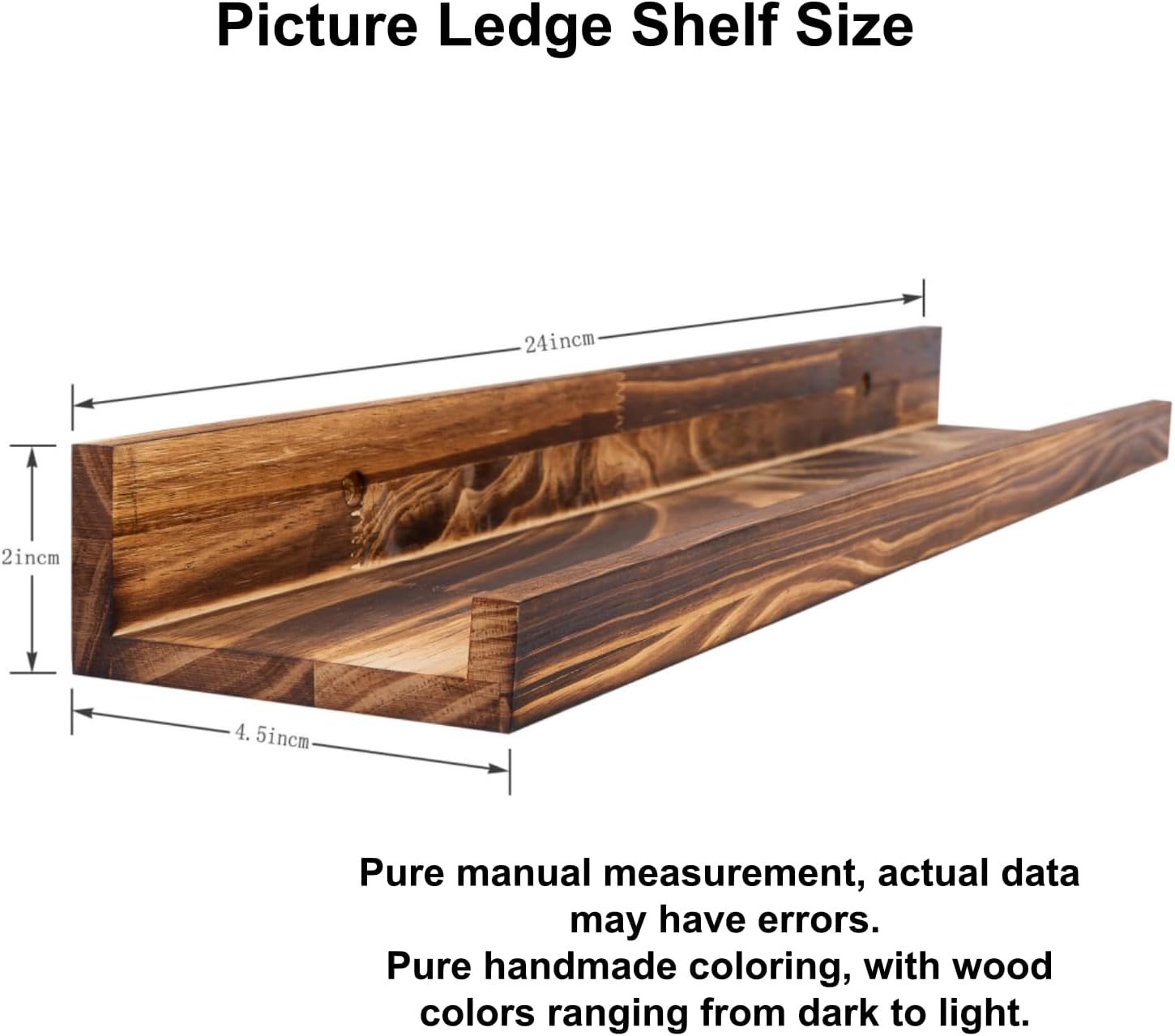 AZSKY 24 Inch Floating Shelves Set of 3 - Rustic Wood Picture Ledge Shelf for Home Storage Decor - Nursery Book Shelves, Wall Mounted Kids Bookshelf for Living Room, Bedroom, Photos & Vinyl Records