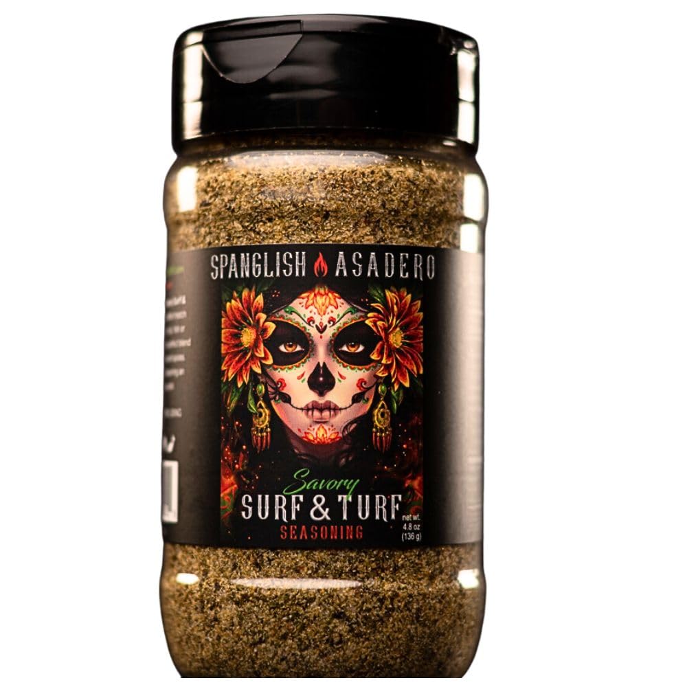 Spanglish Asadero 4.8oz Savory Surf & Turf Spice | Mexican Seasoning for Steak, Chicken, Pork, Lamb, and Elote | Low Sodium BBQ Rub and Marinade for Smoking or Grilling Meat