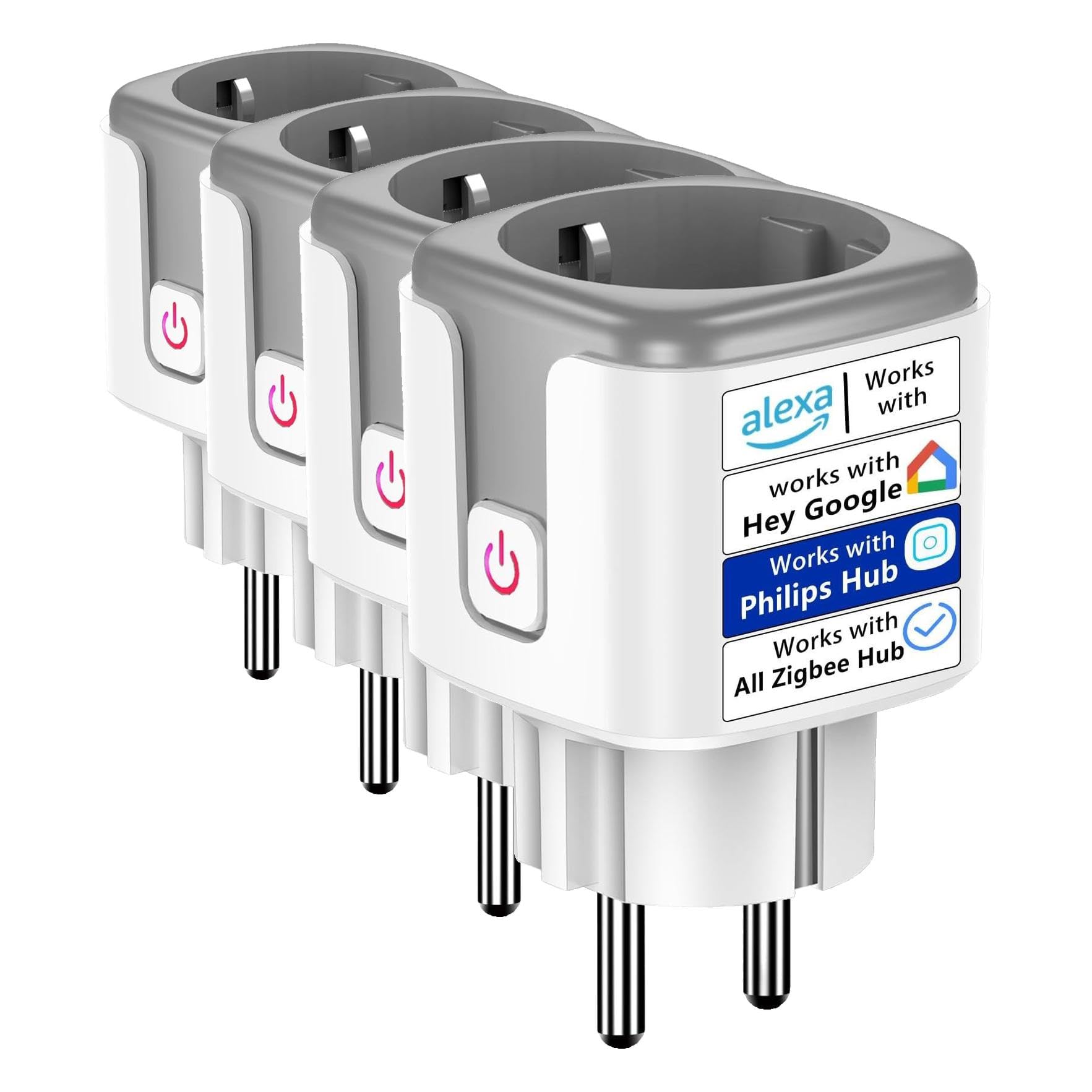 SURFOU Zigbee Enchufe Inteligente WiFi Compatible con Philips Hue, Alexa, Google Home, Smart Plug con Consumo Electrico, Temporizador, Control Remoto de Voz, HUE Bridge Necesario, 16A (1 Pack)
