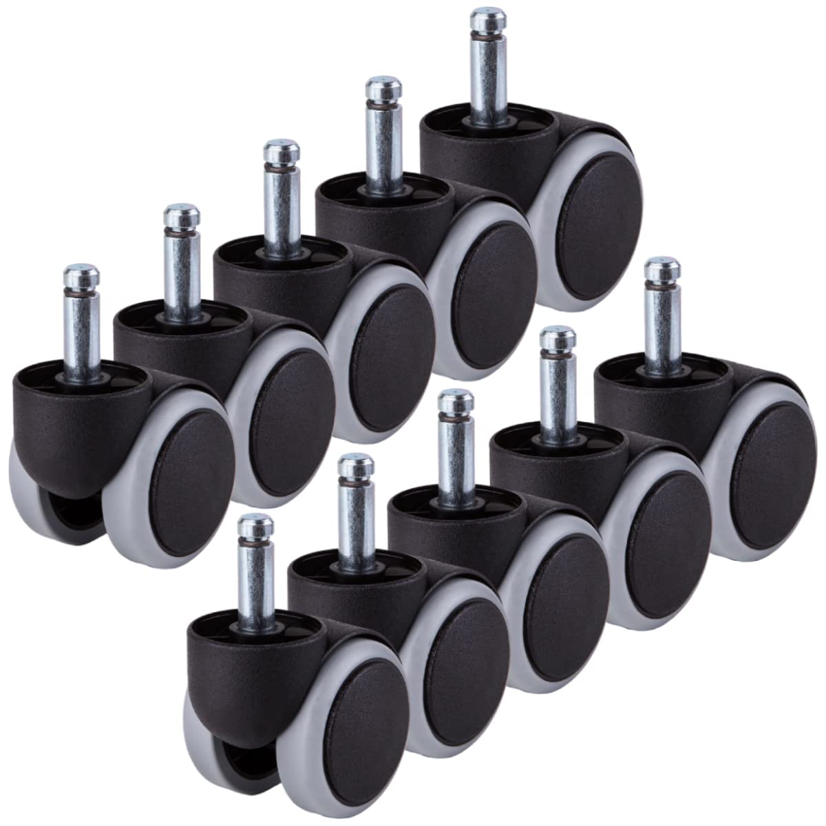 SKIR'CO (10 piezas) Ruedas de goma para sillas de 50 mm, ruedas para sillas de oficina, ruedas de repuesto, ruedas giratorias, vástagos largos universales (10, Ø 10 mm)