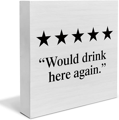 Letrero de madera para decoración de escritorio con texto en inglés Country Would Drink Here Again para decoración de pared con diseño rústico para Letrero de madera para decoración de escritorio con texto en inglés Country Would Drink Here Again para decoración de pared con diseño rústico para