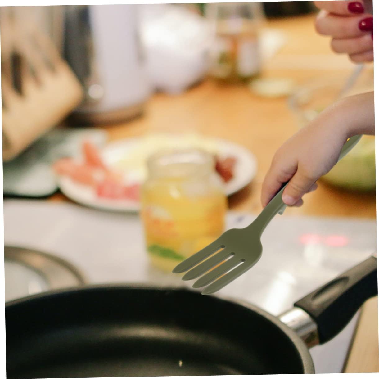 COLLBATH Silicone Pasta Fork Spaghetti Spoon Set Cooking Utensil Set Non-slip Kitchen Accessories