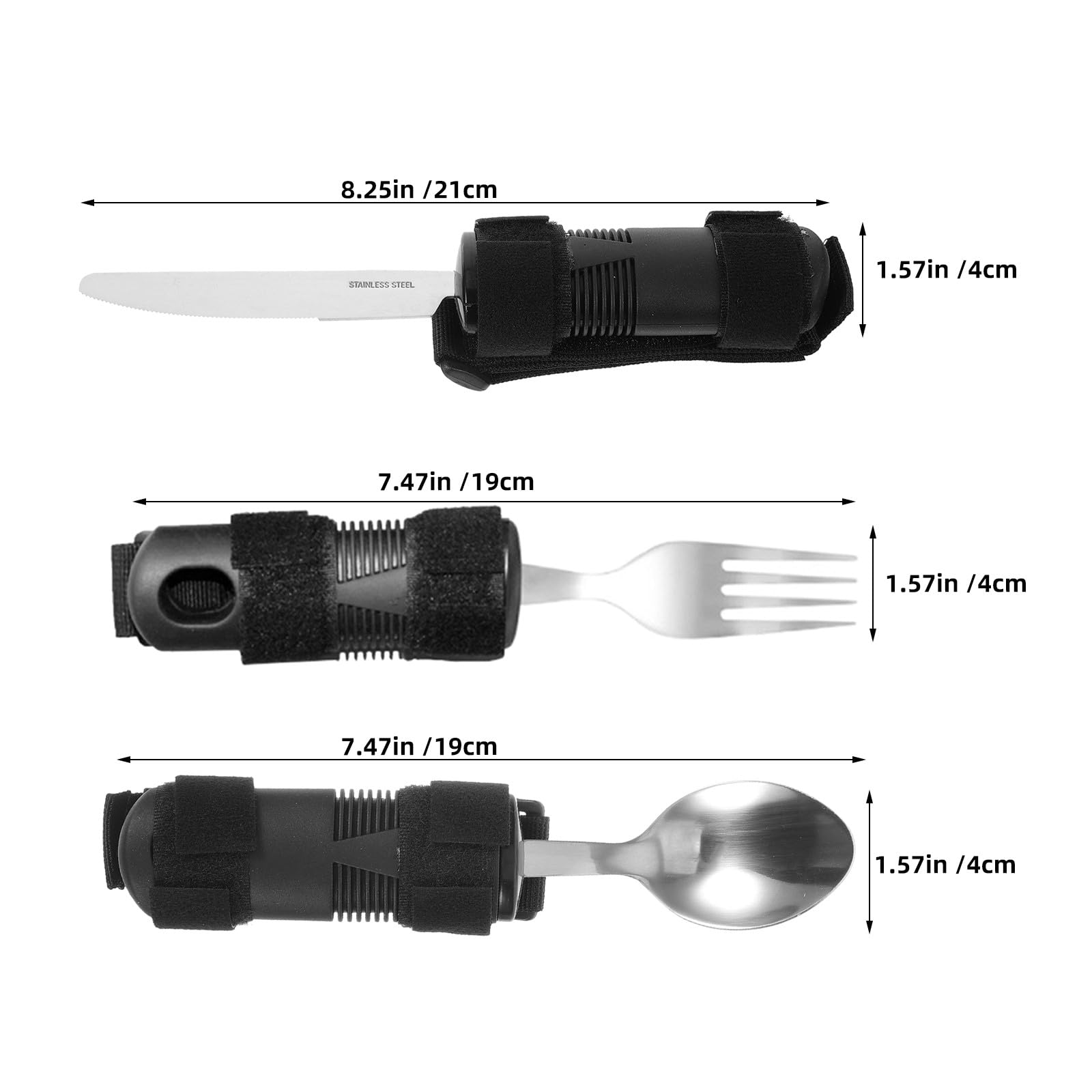Gatuida Juego de cubiertos de asistencia para personas mayores con discapacidad, adaptables para temblores de manos, cuchara y tenedor con peso antivibración, utensilios angulares flexibles para