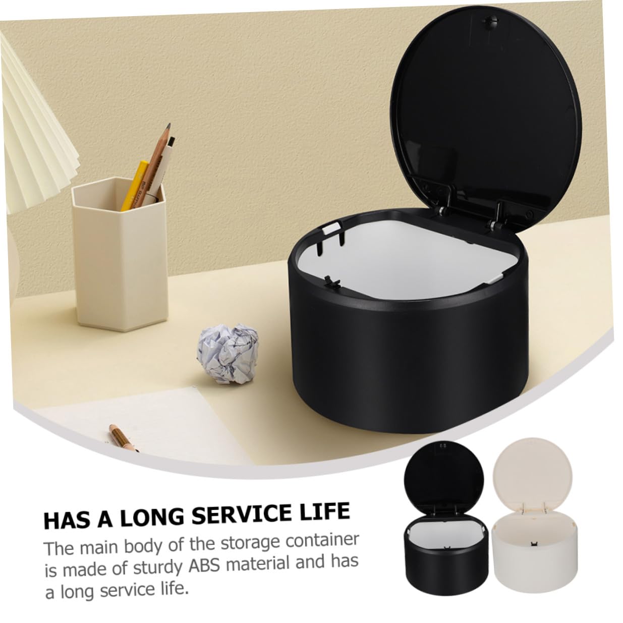 Gadpiparty 2pcs Mini Desktop Trash Can Pressing Wastebasket Small Office Garbage Bin for Home Bathroom Car Countertop Use, Black and White