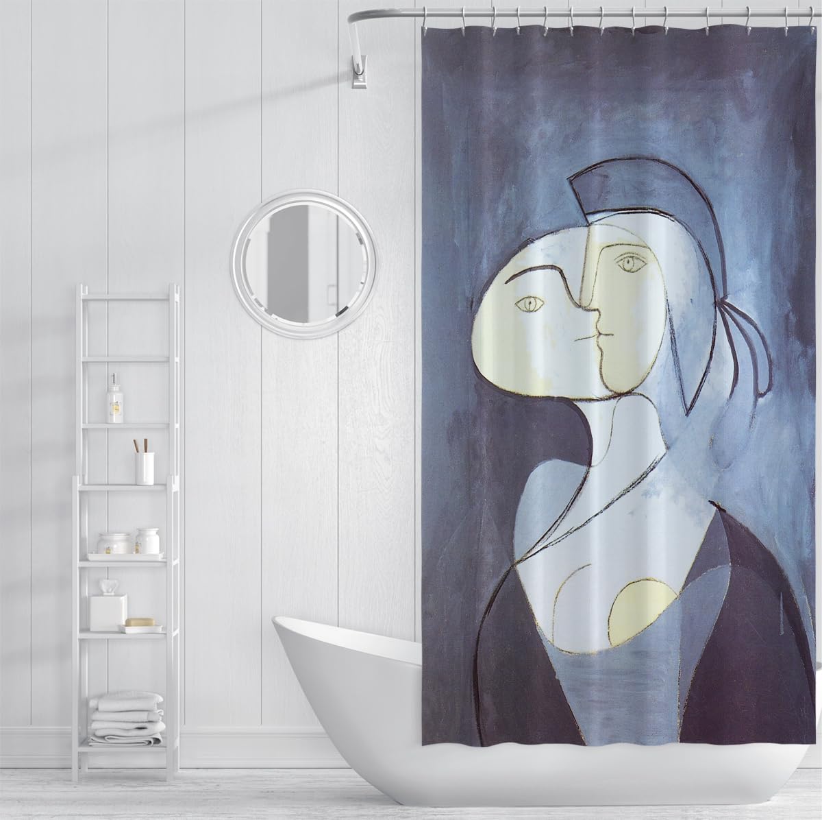 Kubismus Berühmte Gemäldedrucke Duschvorhang Marie-Thérèse, Gesicht und Profil Badezimmerdekoration Polyesterstoff-Badevorhang mit Haken 200 x 220 cm