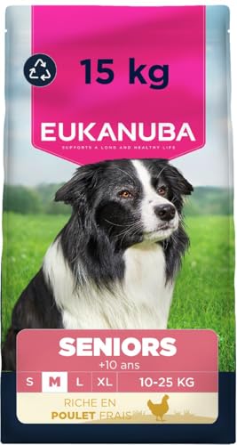 EUKANUBA Life Care Croquettes Chien Senior Race Moyenne 10 Ans et Plus, Riche en Poulet Frais, Glucosamine, chondroïtine, L-carnitine, prébiotiques, sans...