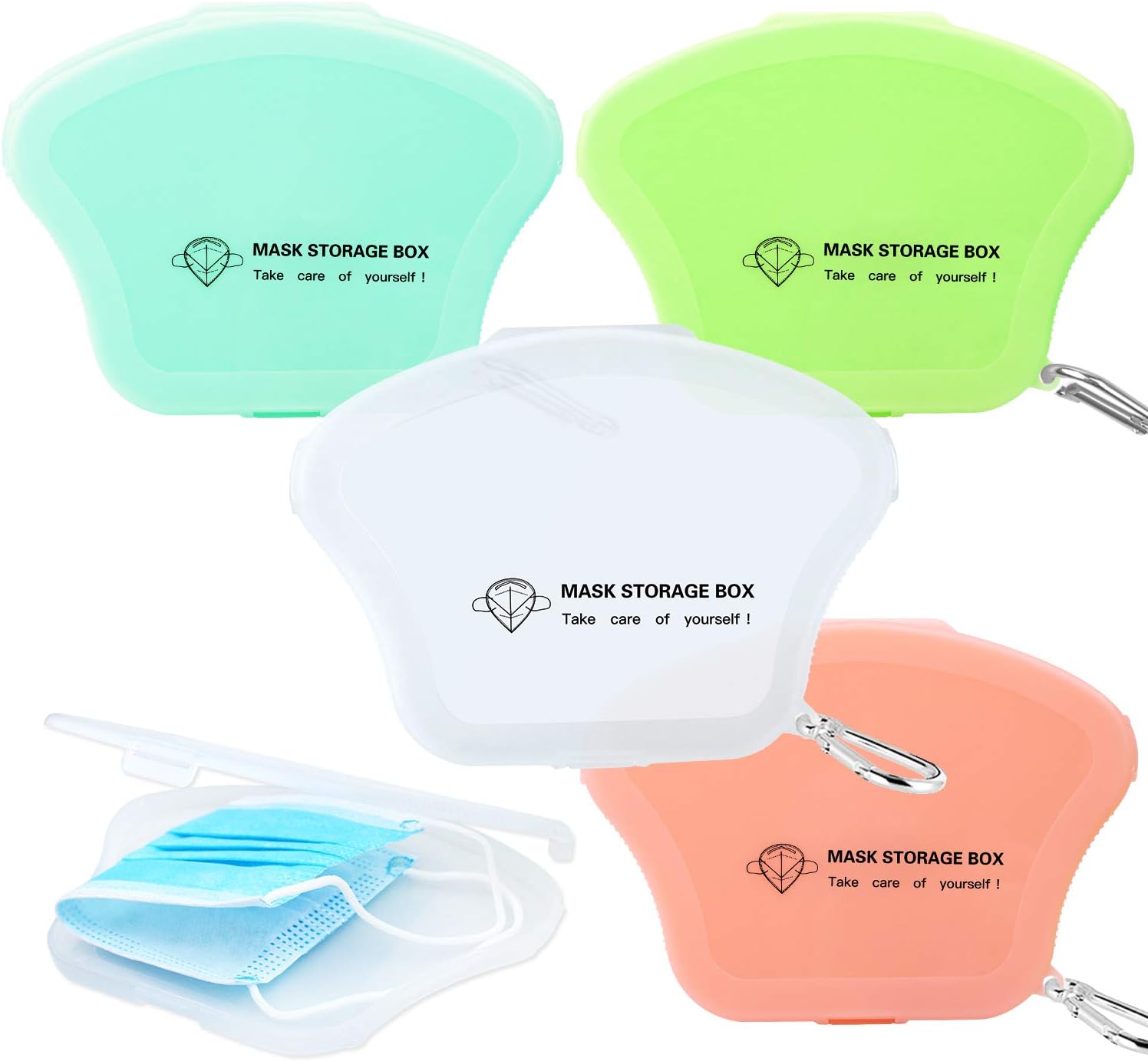 AMZBY Face Mask Case 4 Pcs Portable Face Mask Storage Case Face Cover Holder Box 4