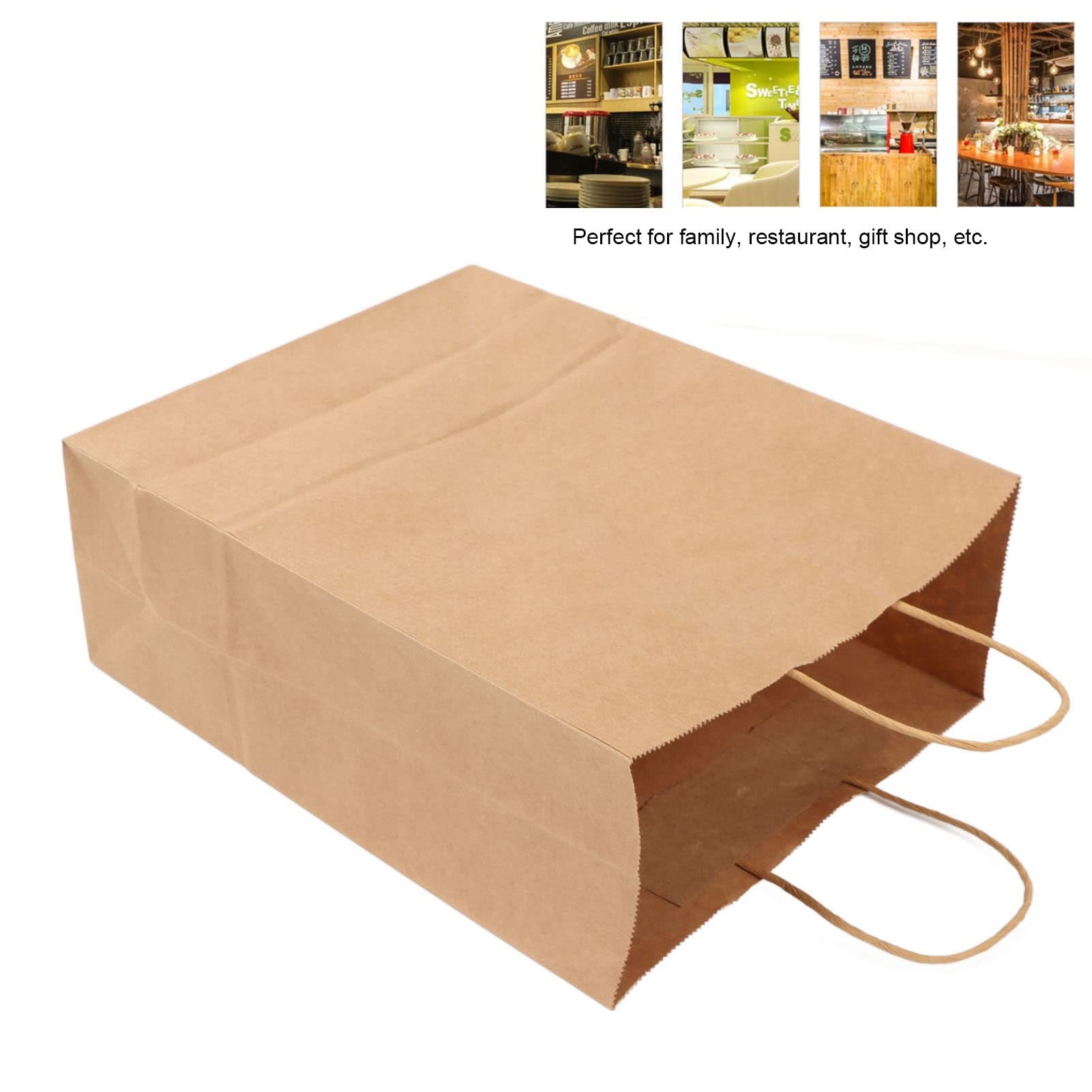 BAFOVY Torba Papierowa Kraft z Uchwytem, ​​50 szt. Torby na Zakupy Kraft Wielokrotnego Użytku do Pakowania żywności, Papierowe Torby na Prezenty o Dużej Pojemności z płaską powierzchnią dla Domowych