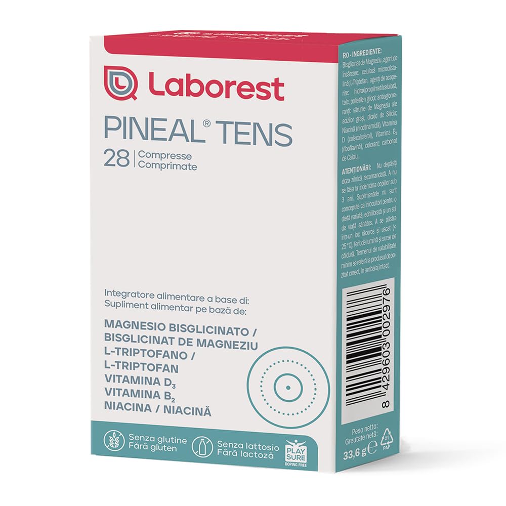Laborest | Pineal Tens | 28 Compresse | Magnesio Bisglicinato, L‑Triptofano, Vitamine B2, B3 e D3 | Benessere Quotidiano e Stile di Vita Attivo | Integratori