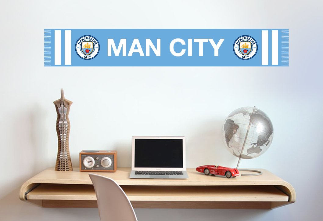 Beautiful Game Manchester City Football Club Official Bar Scarf Wall Sticker Decal Mural (120Cm X 20Cm)