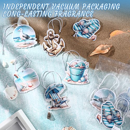 Image of 24 Pcs Nautical Car Air Freshener Bulk Cruise Ship Drift Air Freshener for Auto or Home Hanging Scented Decor Summer Holiday Gifts Bathroom, Ice, Mint, New Car Smell, Individually Wrapped