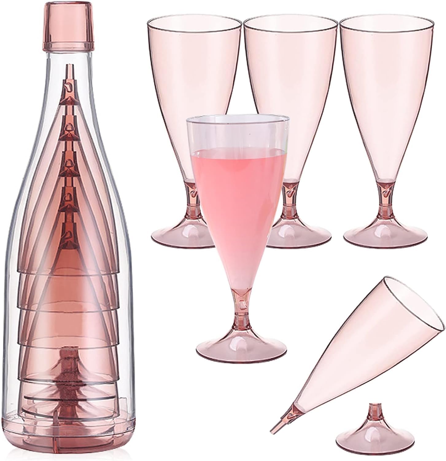 Travel Picnic Glass 5PCS Set Folding Style Plastic Champagne Glasses Suitable for Outdoor Reusable Camping Perfect for Party, Wedding, Birthday