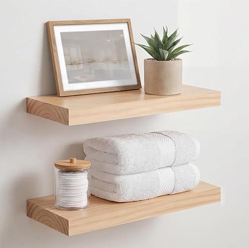 Vista 25 de Homeforia Estante flotante de nogal de 12 pulgadas, estantes flotantes pequeños de madera real maciza de alta gama de 12 pulgadas para montaje