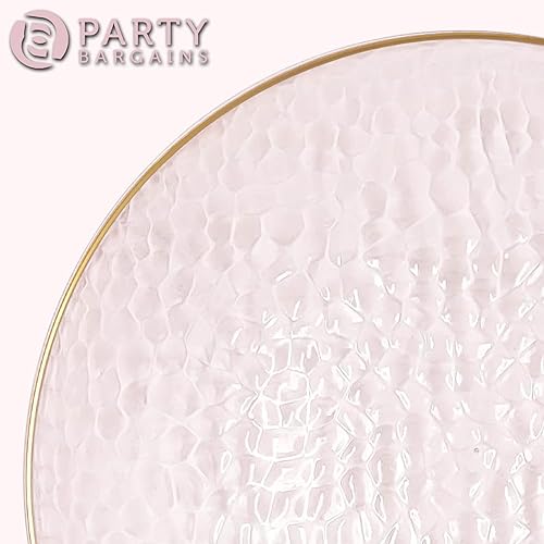 Miniatura 6 de Party Bargains - Bajoplatos de 13 pulgadas (4 unidades), borde dorado martilleado en rosa, bajoplatos desechables y resistentes para cenas elegantes