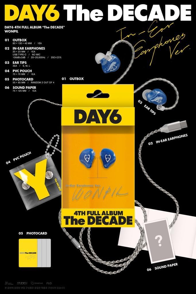 DAY6 4th Album The DECADE ウォンピル イヤホン DAY6 The Decade 4th Album in-Ear Earphones Ver/Random.VER