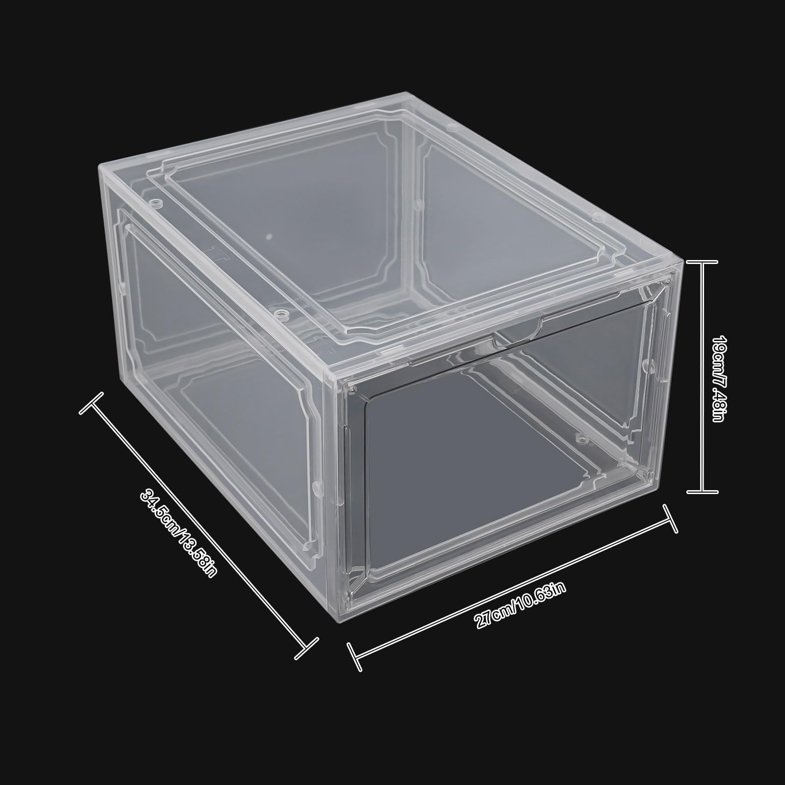 12 Pack Clear Shoe Boxs, Acrylic Shoe Storage Box W/ Magnetic Door, Front Door Opening, Stackable Shoe Container, Multifunctional Sneaker Organizer, Acrylic Shoe Display Case 10.63*13.58*7.48in