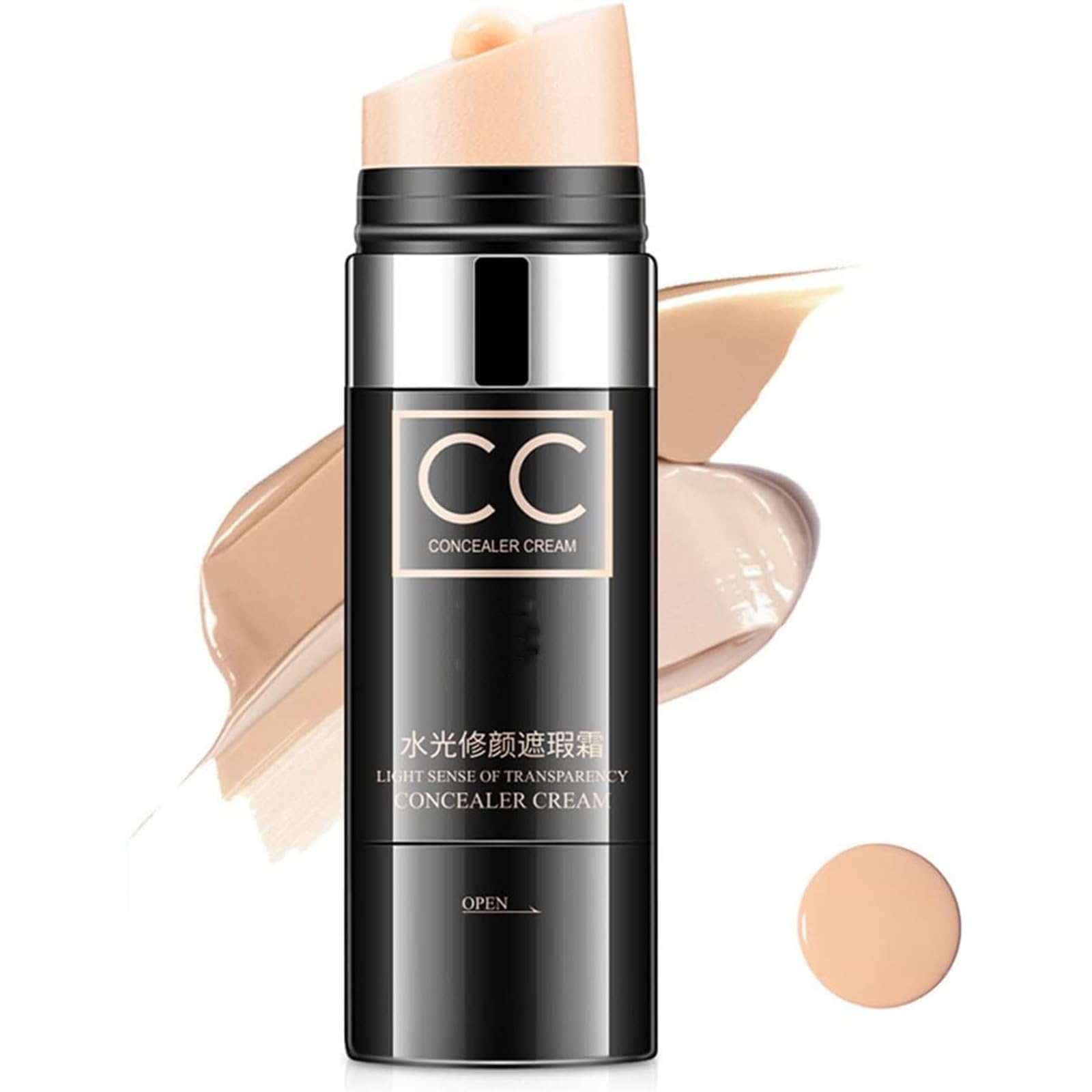 Tkekruh Cc Crema,Base De Maquillaje Líquida Mate,Ase De Maquillaje De Cobertura Total,Corrector De Cobertura Completa,Corrector En Crema Base De Maquillaje Facial,Acné y Bolsas Bajo los Ojos (natural)