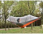 LImiLI Outdoor Gear Camping Hammock with Mosquito Net - Ripstop Nylon - Ultralight Hammock Tent Bundle with Bug Netting for Hiking, Backpacking, Backyard. (Orange)