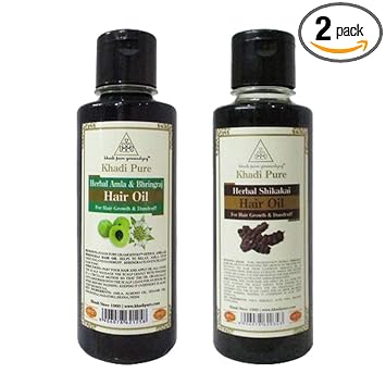 Khadi Pure Amla Bhringraj & Shikakai Hair Oil, 210 ml (Pack of 2)