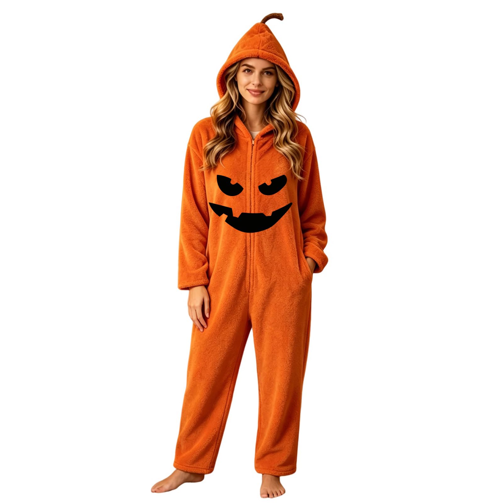 Combinaison Femme en Flanelle Une Pièce avec Capuche Fermeture Zippée | Manches Longues Coupe Ample Tenue D